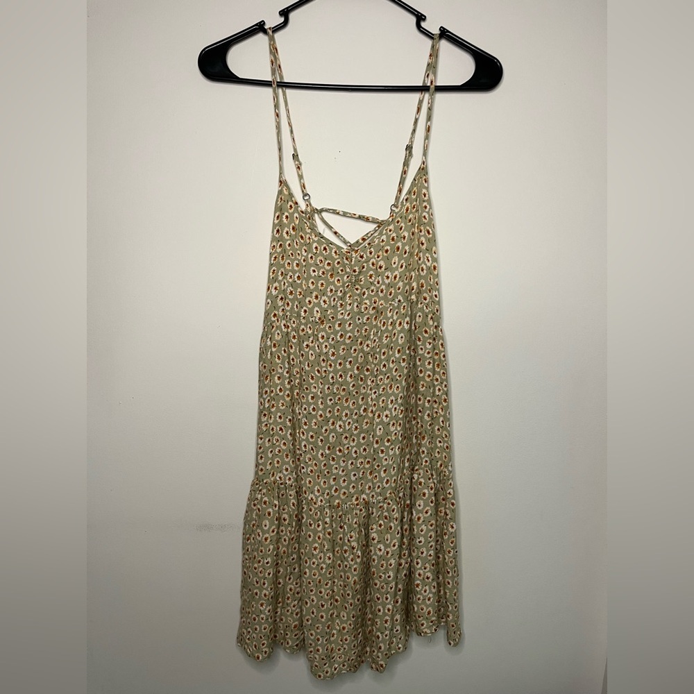 NWOT Anne Cole Women's A-Line Ruffle Hem Dress Green Floral Size L  8B533